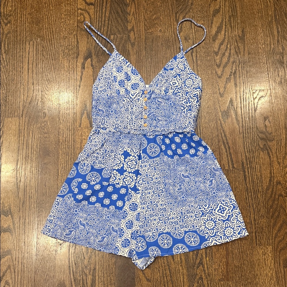 Zara Blue and White womans small Romper - Picture 2 of 8